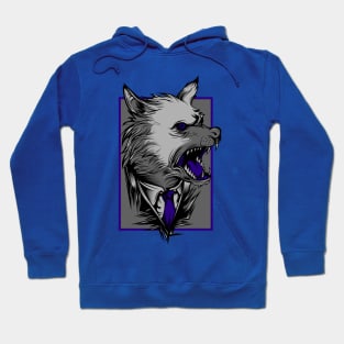 Angry Wolf Dog Grey Purple Hoodie